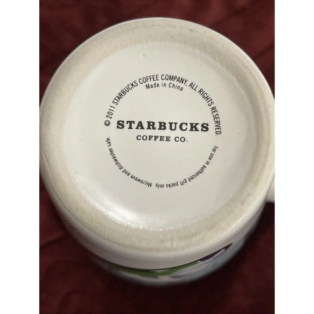 Starbucks 2011 Sledding Dog + Boy Design Ceramic Mug Winter Holidays